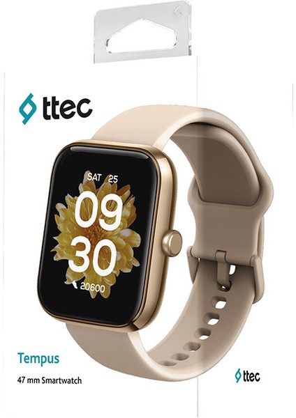 Tempus 47 mm Dikdörtgen Kasa Akıllı Saat Altın 2S09W