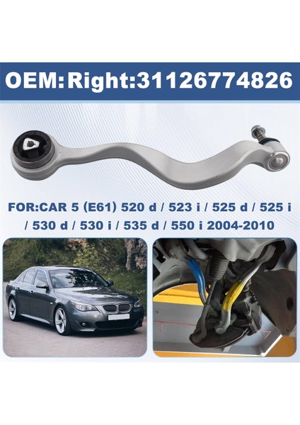 Bmw 5' E60 E61 52D 52I 523I 525D 525I 53D 53I 535D 54I 2001-2010 Sağ Için Araba Ön Alt Salıncak: 31126774826 (Yurt Dışından) fırsatları