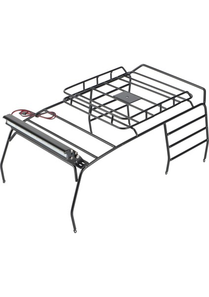 1/10 Rc Paletli Araba Eksenel SCX10 Jeep Wrangler Vücut Kabuğu Için LED Işık Çubuğu ile Metal Çatı Roli Rulo Kafesi Bagaj Tepsisi (Yurt Dışından)