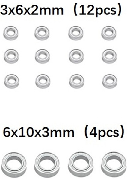16PCS Çelik Yatak 3X6X2MM 6X10X3MM Wpl Için C14 C24 B36 Mn D90 Mn-90 MN99S Rc Araba Yedek Parçalar Yükseltme Aksesuarları (Yurt Dışından) fırsatları