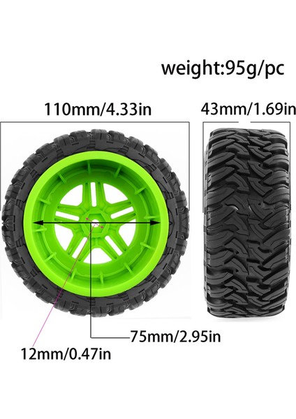 110MM Rccar Kauçuk Lastikler 1/10 Kısa Kurs Kamyonu Için Tekerlek Jant Seti Arrma Senton-4x4 550 Mega/xlh 9125 Slash Redcat/hsp, A (Yurt Dışından) fiyatları