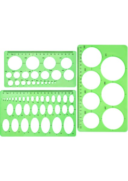 3 Adet Daire Şablonu Plastik Daire ve Oval Şablonlar Şablonları Ölçen Yöneticiler Ofis ve Okul Için Dijital Çizim (Yurt Dışından)