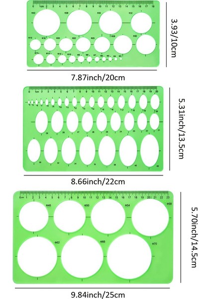 3 Adet Daire Şablonu Plastik Daire ve Oval Şablonlar Şablonları Ölçen Yöneticiler Ofis ve Okul Için Dijital Çizim (Yurt Dışından) fiyatları