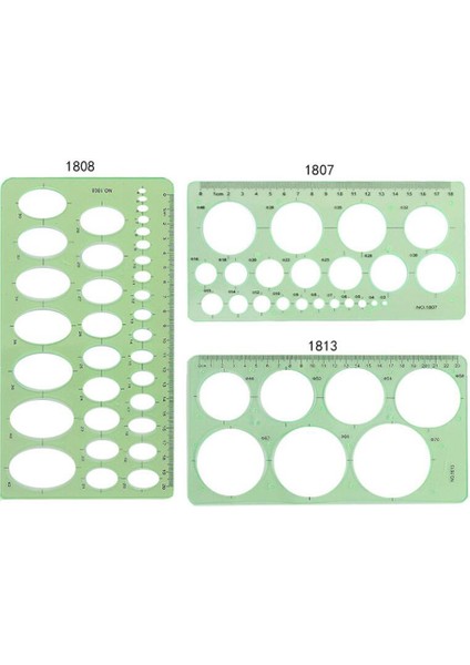 3 Adet Daire Şablonu Plastik Daire ve Oval Şablonlar Şablonları Ölçen Yöneticiler Ofis ve Okul Için Dijital Çizim (Yurt Dışından) modelleri