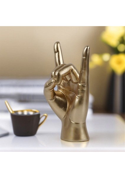 Rock Müzik Lover Çalışma Odası Dekoru, Altın L El Için Kaya El Hareket Heykeli Kaya Müzik Sanat Zanaat Parmak Heykel (Yurt Dışından) modelleri