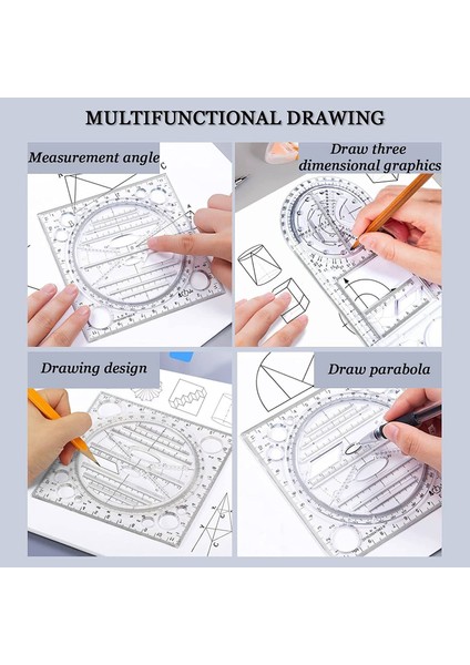 4 Adet Çok Işlevli Geometrik Cetvel Çizim Araçları Plastik Cetvel Seti Matematik Ölçüm Daire Çizim Yöneticileri (Yurt Dışından) indirimleri