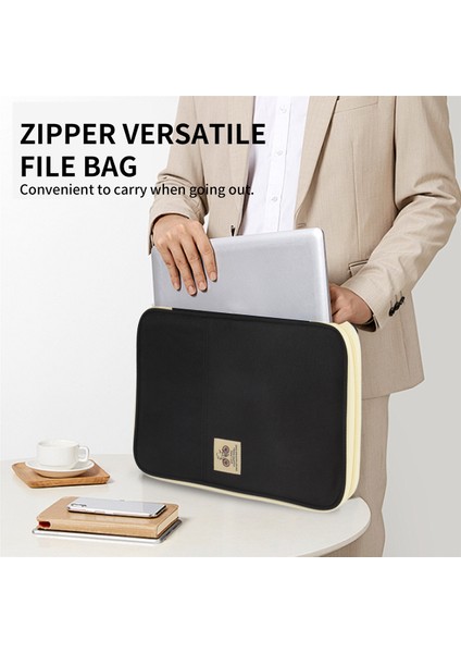 A4 Belge Depolama Çantası Su Geçirmez Oxford Bezi Çok Fonksiyonlu Iş Organizatör Çanta Dosya Klasör Kırtasiye Organizatör Zipper (Siyah) (Yurt Dışından) indirimleri