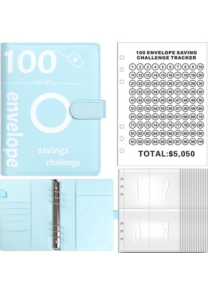 100 Zarf Para Tasarrufu Mücadelesi, Para Tasarrufu Klasörü, (Mavi) (Yurt Dışından) fırsatları