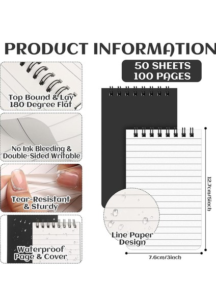 16 Adet Su Geçirmez Defter 3x5 Her Hava Koşuluna Uygun Spiral Cep Not Defteri (Yurt Dışından) modelleri