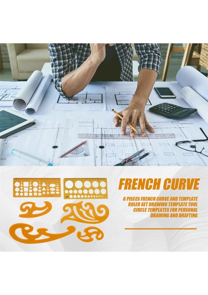 6 Adet Fransız Eğrisi ve Şablon Cetveli Set Çizim Şablonu Aracı Daire Şablonları Kişisel Çizim ve Taslak Için (Yurt Dışından) fırsatları