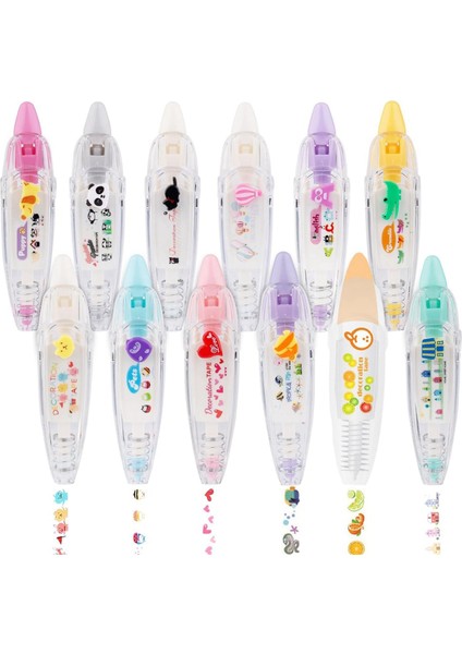 Kendin Yap Karikatür Baskı Tipi Dekoratif Kalem, Ally-Pocket Bant Kalem, C-12 Adet (Yurt Dışından)