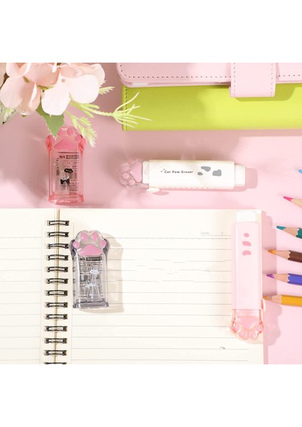 4 Adet Sevimli Kedi Pençe Kalemlatıcı ve Kedi Pençe Şeklindeki Geri Çekilebilir Silgi Kawaii Kalemle Eti Kedi Okulu Malzemeleri (Yurt Dışından) modelleri