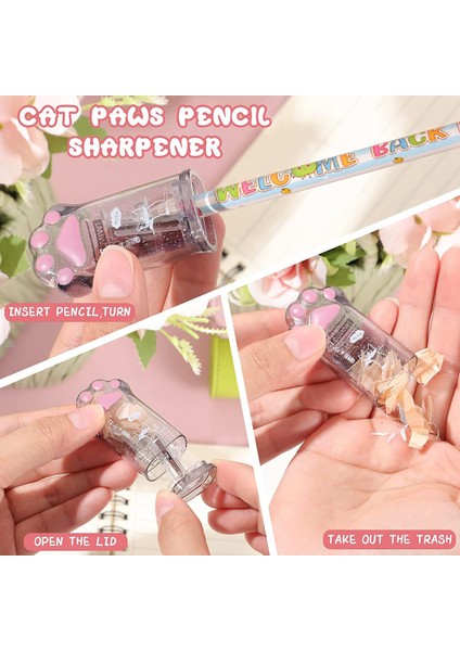4 Adet Sevimli Kedi Pençe Kalemlatıcı ve Kedi Pençe Şeklindeki Geri Çekilebilir Silgi Kawaii Kalemle Eti Kedi Okulu Malzemeleri (Yurt Dışından) indirimleri