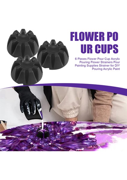 6 Adet Çiçek Dökme Fincan Akrilik Dökme Çiçek Süzgeçleri Dökün Boyama Malzemeleri Dıy Döküm Akrilik Boya Için Süzgeç (Yurt Dışından) fırsatları