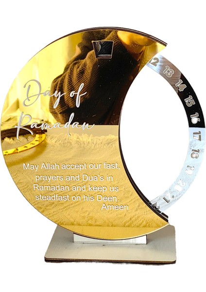 Ramazan Advent Takvimi, Ramazan Advent Sayım Mübarek Akrilik Ay Süs Ramazan Masa Dekorasyon Altın+Gümüş (Yurt Dışından)