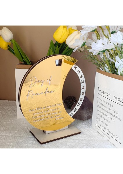 Ramazan Advent Takvimi, Ramazan Advent Sayım Mübarek Akrilik Ay Süs Ramazan Masa Dekorasyon Altın+Gümüş (Yurt Dışından) fırsatları