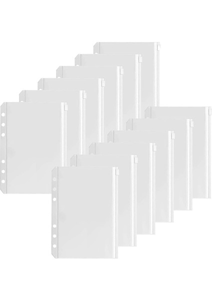 12 Pcs A5 Binder Cep Binder Fermuar Klasörleri 6 Halkalı Dizüstü Bilgisayar Bağlayıcı Gevşek Yaprak Takma Torbalar Su Geçirmez Kese (Yurt Dışından)