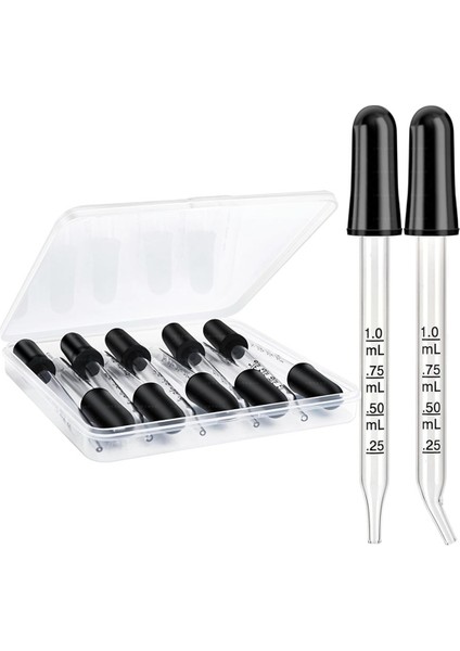 Cam Damlalıklar - Kavisli ve Düz Uçlar, 1 ml Pipet Damlalıkları (Yurt Dışından)