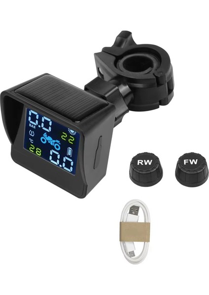 Motosiklet Güneş Enerjili Lastik Basıncı Sıcaklık Izleme Sistemi Tpms Sensör Takımı Motosiklet Lastik Basıncı Için USB Şarj (Yurt Dışından) modelleri
