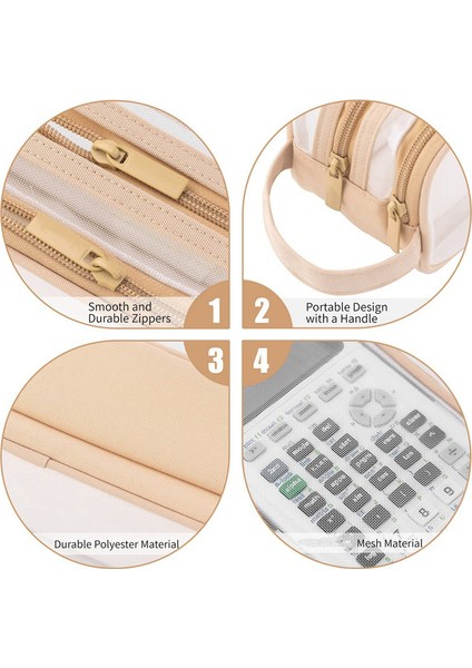 Grid Mesh Kalem Kutusu 2 Bölmeli Kalem Çantaları Öğrenciler Için Açık Kahverengi (Yurt Dışından) fırsatları