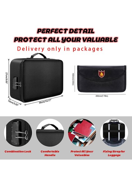 Fireproof Dosya Organizatör Torbaları, Fireproof ve Para Torbası ile Su Geçirmez Belge Kutusu, Kilitli Fireproof Güvenli Çanta (Yurt Dışından) modelleri