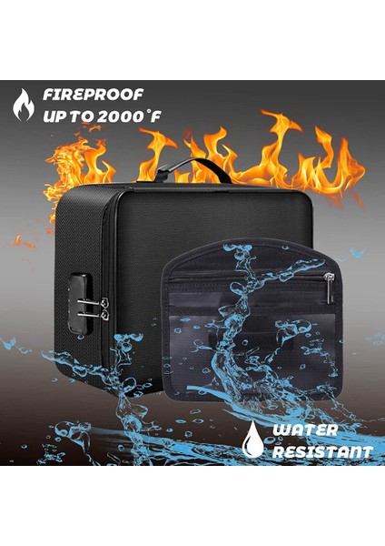 Fireproof Dosya Organizatör Torbaları, Fireproof ve Para Torbası ile Su Geçirmez Belge Kutusu, Kilitli Fireproof Güvenli Çanta (Yurt Dışından) fırsatları