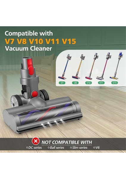 Dyson V7 V8 V10 V11 V15 V15 Kablosuz Çubuk Vakum Süpürgeleri LED Farlar Silindir Zemin Fırçası Kafası Değiştirme (Yurt Dışından) fırsatları