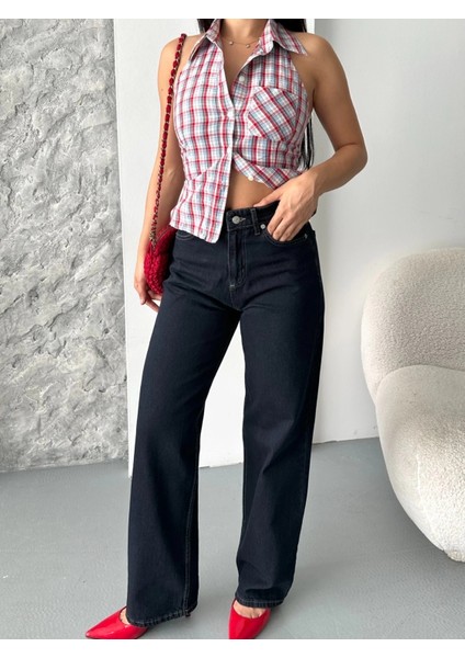 Palazzo Süper Taş Enzim Tint Yıkama Koyu Lacivert Jeans Pantolon D2008 fırsatları