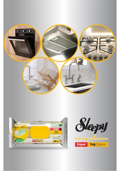 Sleepy Easy Clean Süper Yağ Çözücü Yüzey Temizlik Havlusu&mendili 30 Yaprak indirimleri