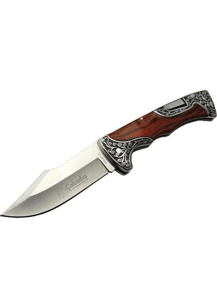 Columbia A3157A Av / Kamp Çakı 23 cm - Gül Ağacı Işlemeli Saplı