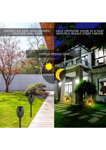 Solar Alev Efektli Bahçe Lambası modelleri