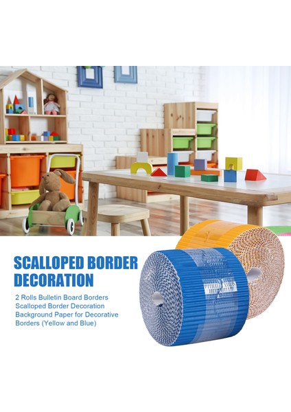2 Rolls Bülten Tahtası Sınırları Dekoratif Sınırlar Için Tarak Sınır Dekorasyon Arka Plan Kağıt (Sarı ve Mavi) (Yurt Dışından) fırsatları