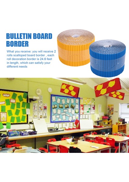2 Rolls Bülten Tahtası Sınırları Dekoratif Sınırlar Için Tarak Sınır Dekorasyon Arka Plan Kağıt (Sarı ve Mavi) (Yurt Dışından) indirimleri