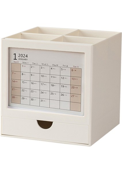 Kalem Masa Düzenleyici 2024 Masa Takvimi, 360° Dönebilen Kalemlik (Yurt Dışından)