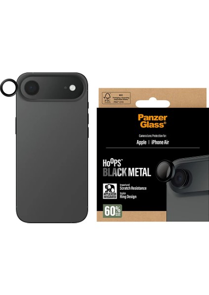 Apple iPhone 17 Air Siyah Kamera Lens Koruyucu (Hizalama Aparatlı)