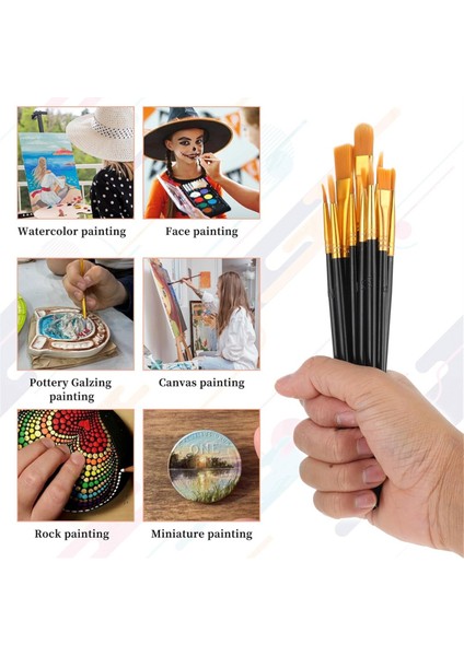 10 Parça Boya Fırçaları 3 Parça Yuvarlak Boya Tepsisi Boyama Paleti (Yurt Dışından) fiyatları