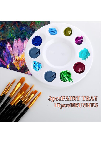 10 Parça Boya Fırçaları 3 Parça Yuvarlak Boya Tepsisi Boyama Paleti (Yurt Dışından) fırsatları
