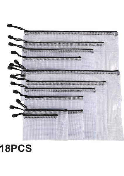 18PCS Mesh Fermuar Torbası Belge Çantası, 8 Çeşitli Boyut, Su Geçirmez Plastik Zip Dosya Klasörleri, Ofis Için Çok Amaçlı, Ev (Yurt Dışından)