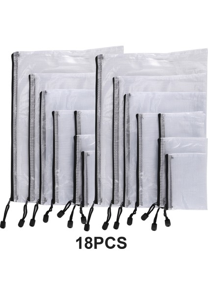 18PCS Mesh Fermuar Torbası Belge Çantası, 8 Çeşitli Boyut, Su Geçirmez Plastik Zip Dosya Klasörleri, Ofis Için Çok Amaçlı, Ev (Yurt Dışından) fiyatları