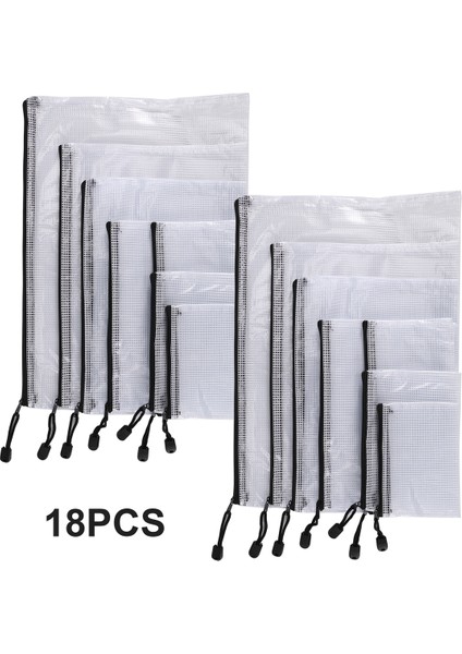 18PCS Mesh Fermuar Torbası Belge Çantası, 8 Çeşitli Boyut, Su Geçirmez Plastik Zip Dosya Klasörleri, Ofis Için Çok Amaçlı, Ev (Yurt Dışından) modelleri