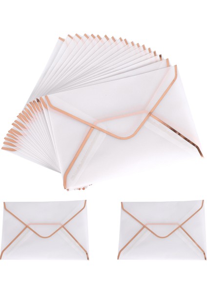 20PCS/SET Sıcak Damgalama Baskı Kağıdı Zarfı Şeffaf Kağıt Zarf Düğün Mektubu Davetiyesi Yıldönümü Rosegold (Yurt Dışından)