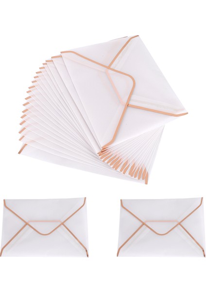 20PCS/SET Sıcak Damgalama Baskı Kağıdı Zarfı Şeffaf Kağıt Zarf Düğün Mektubu Davetiyesi Yıldönümü Rosegold (Yurt Dışından) fiyatları