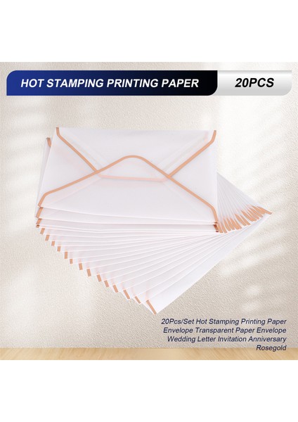 20PCS/SET Sıcak Damgalama Baskı Kağıdı Zarfı Şeffaf Kağıt Zarf Düğün Mektubu Davetiyesi Yıldönümü Rosegold (Yurt Dışından) fırsatları