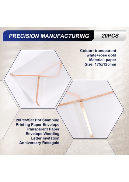 20PCS/SET Sıcak Damgalama Baskı Kağıdı Zarfı Şeffaf Kağıt Zarf Düğün Mektubu Davetiyesi Yıldönümü Rosegold (Yurt Dışından) indirimleri