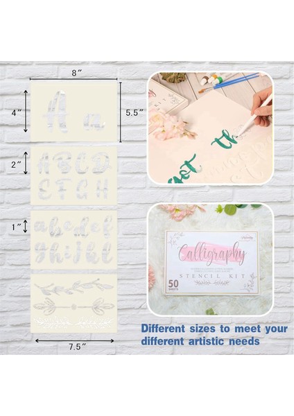 50 Adet Kaligrafi Şablonu Alfabesi - Tekrar Kullanılabilir (Yurt Dışından) fırsatları