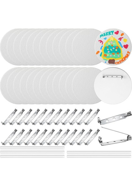 25 Adet Dıy Pin Düğmeleri Boyama Tuval Pano Düğmeleri (Yurt Dışından)