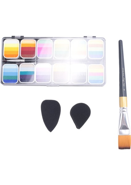 Yüz Boyası Seti 12 Bölünmüş Kek Paleti, Suyla Aktifleşen Vücut Boyası Seti (Yurt Dışından)