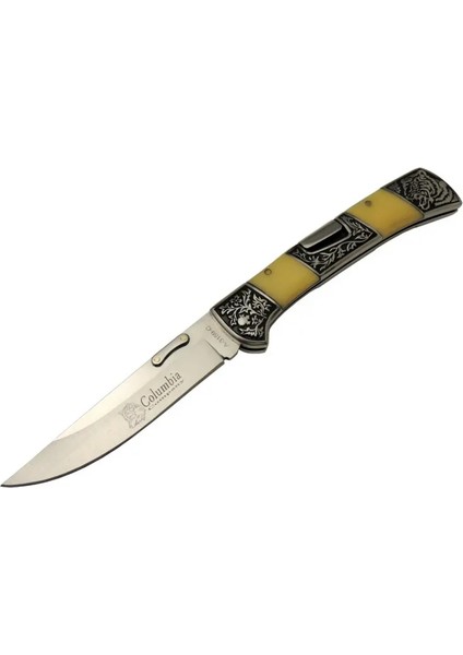 Columbia A 3159 C Kamp Çakı 24 cm - Işlemeli Sedef Saplı, Kemerlikli