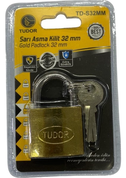 Ennalbur Tudor 32 mm Sarı Asma Kilit