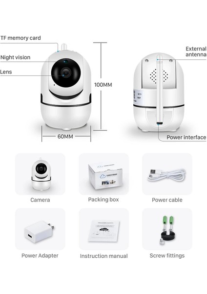 Ev Güvenlik 1080P Wifi Akıllı Kamera Bebek Monitör Hareket Algılama Sesli Alarm Ses Dinleme Gece Görüş Tf Kart Bulut Depolama Bebek Kamerası